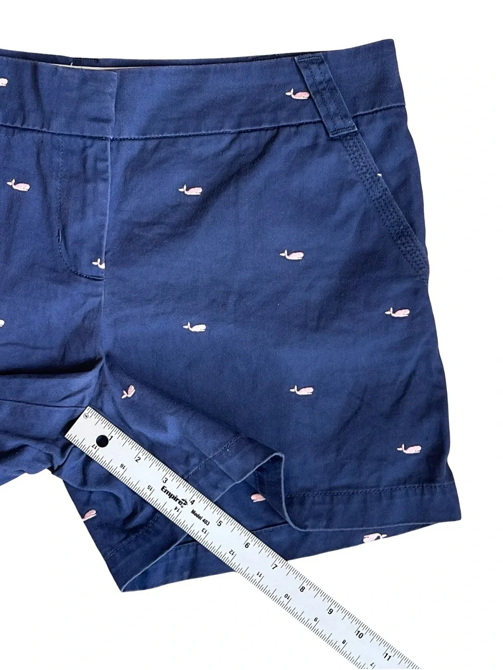 J. Crew Women’s Sz 10 Blue Whale Embroidered Shorts Chino Stretch Cotton Twill